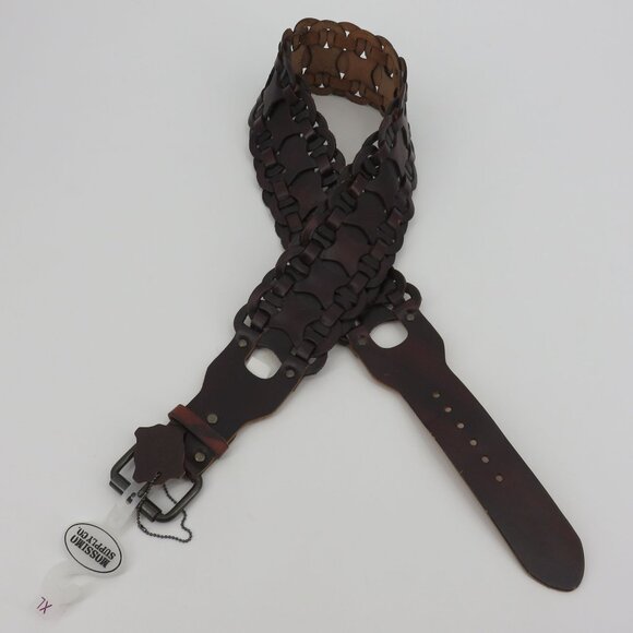 Mossimo Supply Co Women XL Extra Large Brown Leather Woven Wide Belt 2010 NEW - Picture 10 of 10